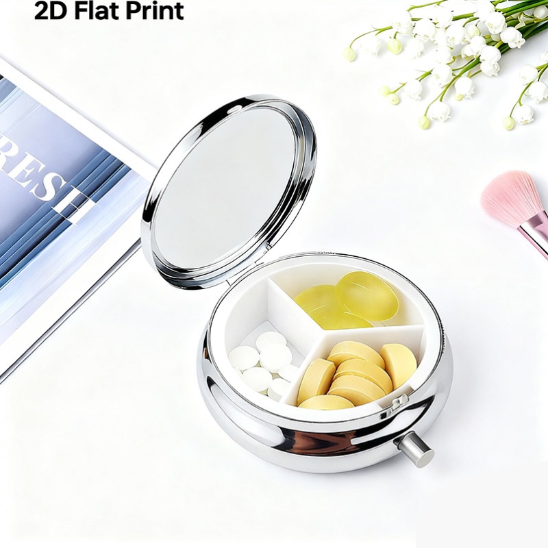 A flat, portable, round metal  - Travel Accessories As Gifts recension och pris