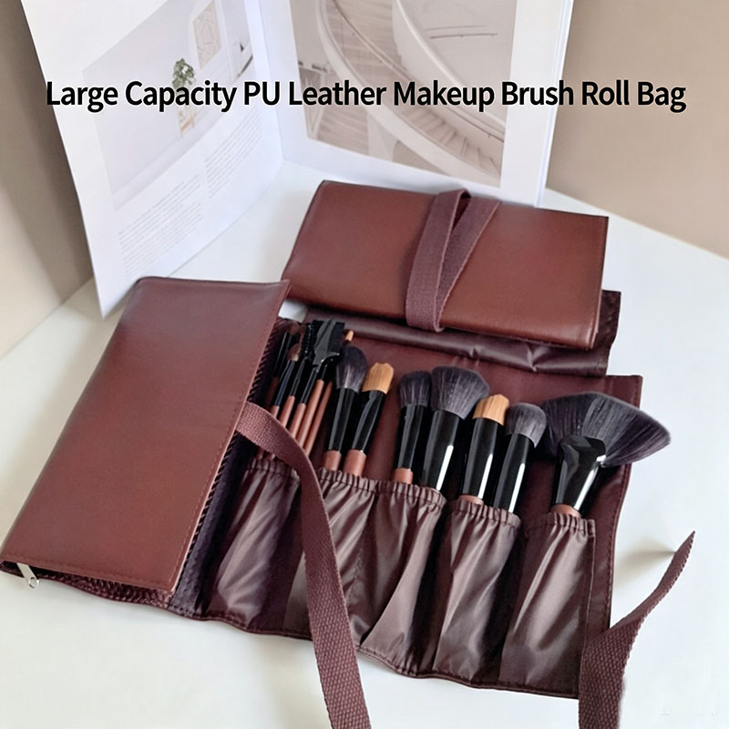 PU Leather Makeup Brush Roll B - Travel Accessories Organizer Bag recension och pris